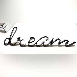 DREAM Black Iron Metal “dream” shelf decor tabletop freestanding sign 21”x7”